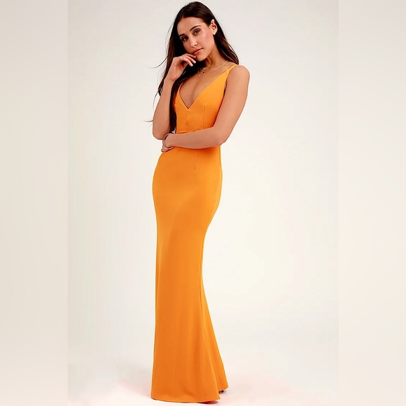 Lulus XS Melora Orange Mango Maxi Dress BNWT - Picture 1 of 4